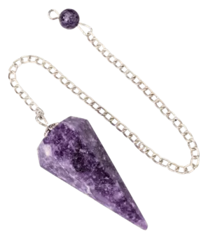 Pendolo conico in lepidolite 6 facce