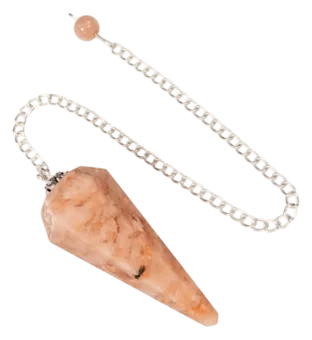 Pendolo conico in pietra di luna arancione a 6 facce