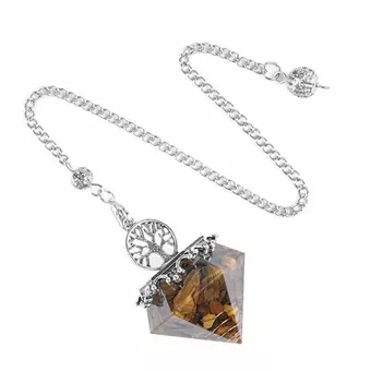 Pendolo in Orgonite Albero della Vita Occhio di Tigre 6 facce