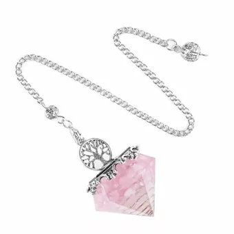 Pendolo in Orgonite Albero della Vita Quarzo Rosa 6 facce