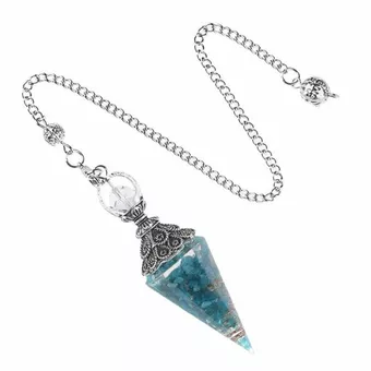 Pendolo in orgonite di apatite blu a 6 lati