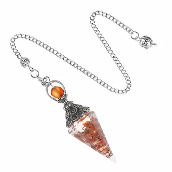 Pendolo in orgonite di corniola a 6 facce