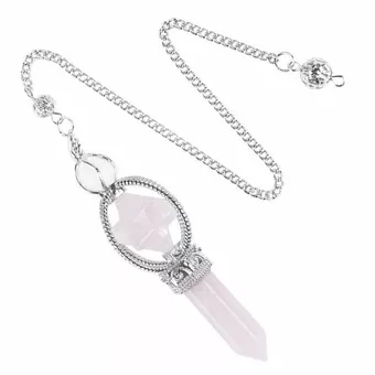 Pendolo Merkaba in quarzo rosa a 6 facce