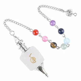 Pendolo esagonale in cristallo di rocca Reiki ChoKu Rei 7 Chakra