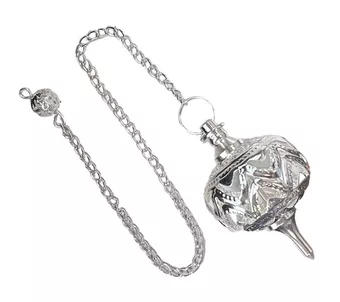 Pendolo a sfera in ottone argentato e metallo traforato