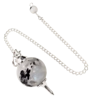 Pendolo con sfera in pietra di luna bianca peristerite 4 cm