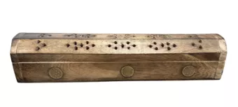 Porta incenso Papri in scatola di legno Fiore della vita 30 cm x 2