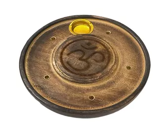 Portaincenso Om Tondo in Legno Cesellato 10cm x10