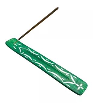 Porta incenso in legno con motivo Mango Ski Green 26 cm x 10