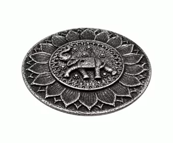 Portaincenso Rotondo Elefante Argentato in Resina 10 cm