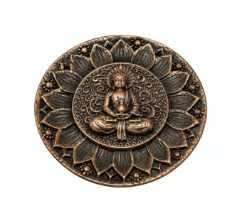 Portaincenso Rotondo Buddha Loto Rame in Resina 10 cm