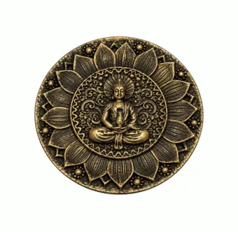 Portaincenso Rotondo Buddha Loto Dorato in Resina 10 cm