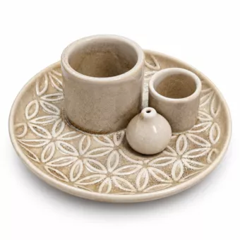 Portaincenso Multifunzione Fiore della Vita Bianco Reattivo 13 cm