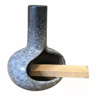 Bruciatore per fumigazione in ceramica nera con paralumi bianchi