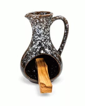 Bruciaincenso in ceramica nera screziata 12 cm