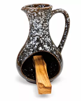 Bruciaincenso in ceramica nera screziata 12 cm