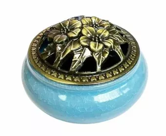 Portaincenso in ceramica blu 10 cm
