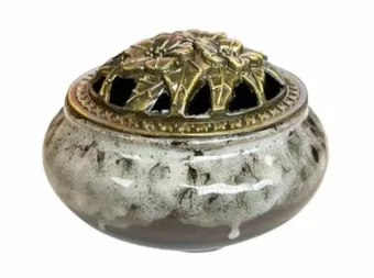Portaincenso in ceramica marrone e grigio 10 cm