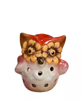 Portacandele gufo rosso 10cm