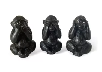 Set di 3 Statue delle Scimmie Sagge in Resina Nera 7cm