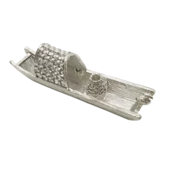 Barchetta Portaincenso in Metallo Argento 9.5 cm