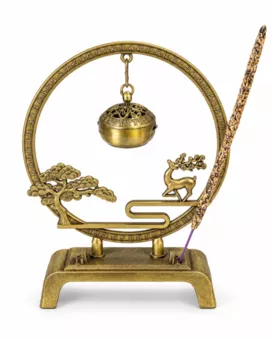 Bruciaincenso sospeso con decoro cervo e pino 15,5 cm