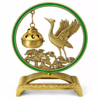 Bruciaincenso sospeso con decoro cervo e pino 15,5 cm