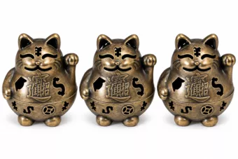 Bruciaincenso Maneki-neko bronzo 4,9 cm – Set da 3
