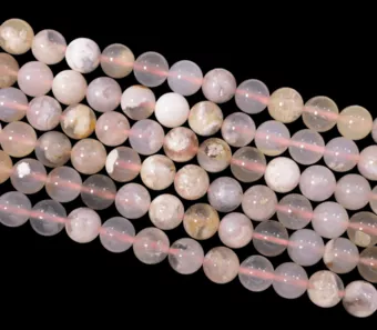 Filo di Perle Rotonde in Agata Fiore di Ciliegio A 10mm