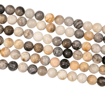 Perline di Agate Plume da 6mm su filo da 40cm