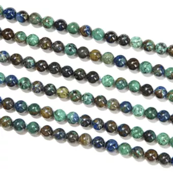 Filo di Perle Rotonde in Azzurrite Malachite Naturale A 8mm