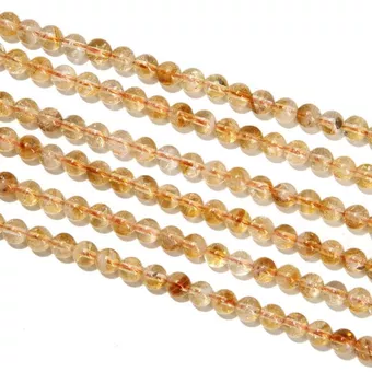 Filo di Perle Rotonde in Citrino Riscaldato AA 6mm