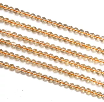 Filo di Perle Rotonde in Citrino Naturale A 4mm