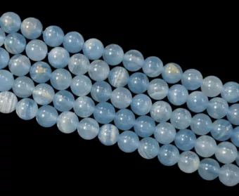 Perle AAA di calcite blu da 8,5 mm su filo da 40 cm