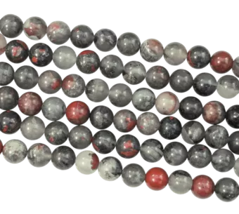 Filo di Perle Rotonde in Diaspro Eliotropio Bloodstone A 10mm