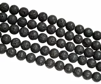 Filo di Perle Tonde Pietra Lavica A 10 mm