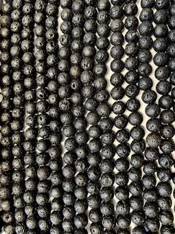 Filo di Perle Rotonde in Pietra Lavica A 4mm
