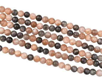 Perline A di pietra di luna multicolore scura da 6-7 mm su filo da 40 cm