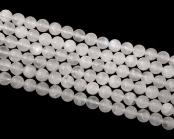Perle di peristerite AA di pietra di luna bianca 8 mm su un filo di 40 cm