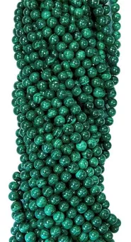 Perle Rotonde in Malachite Scura su Filo AA 8 mm