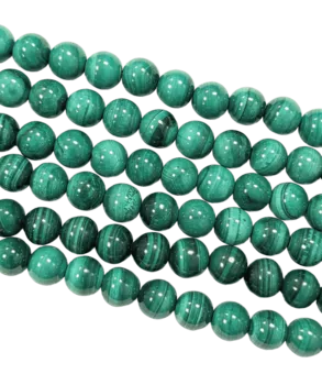 Perline AA di malachite trasparente da 8-9 mm su filo da 40 cm