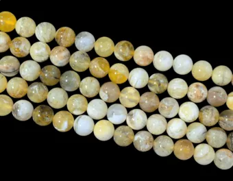 Filo di Perle Rotonde in Opale Giallo A 10-11mm