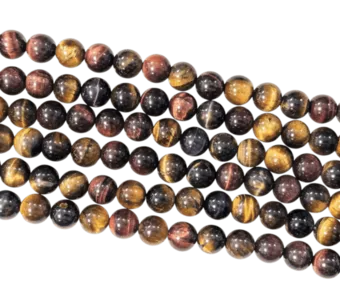Filo di Perline Rotonde Occhio di Tigre Multicolore A 8 mm
