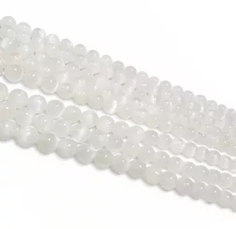 Perle Rotonde in Selenite Occhio di Gatto su Filo A 6 mm