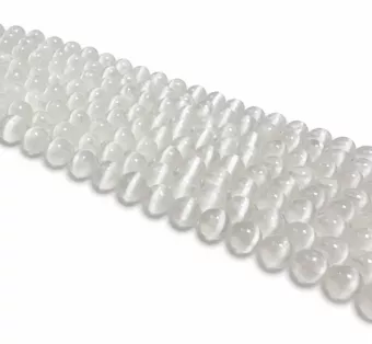 Perle Rotonde in Selenite Occhio di Gatto su Filo AA 8 mm