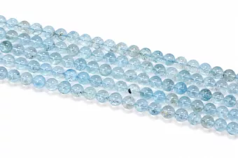 Perle Rotonde su Filo Topazio Blu AAA 7,5-8 mm