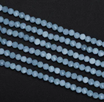 Perline A sfaccettate di acquamarina da 3mm su filo da 40 cm