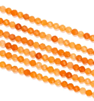 Filo di Perle Tonde Sfaccettate Avventurina Arancione A 3 mm