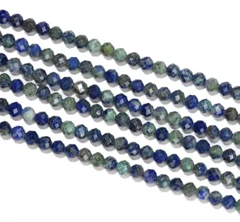 Filo di Perle Sfaccettate in Azzurrite e Malachite Stabilizzata A 3mm