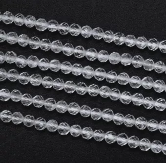 Filo di Perle Rotonde Sfaccettate Cristallo di Rocca A 3 mm